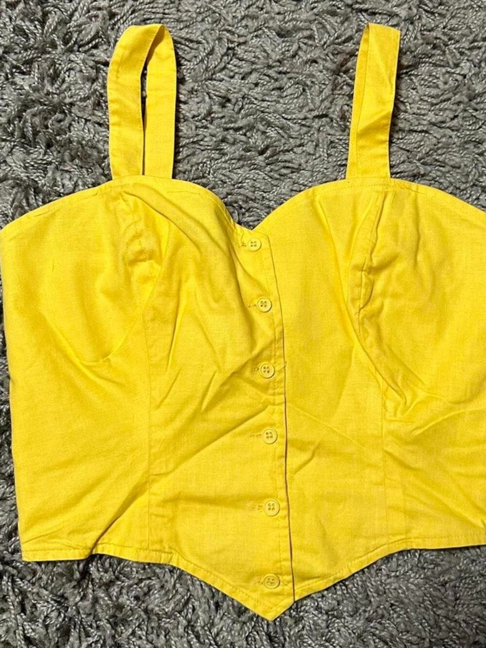 Vintage Yellow 90s Corset Style Tank Top  Size L
